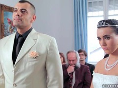 FreeKiloPorn presents: Sexy bride licks his shoes and sucks his cock