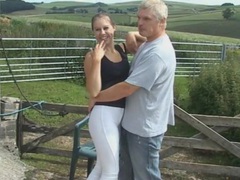 FreeKiloPorn presents: Quickie outdoors fucking ends with cum on tits for masie dee, Couple, Hardcore, Outdoor, British, Blowjob, Natural Tits, Socks, Pussy Licking, Fingering, Cowgirl, Long Hair