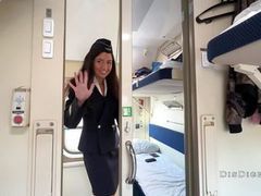 FreeKiloPorn presents: Seduced the conductor on the train and fucked while she had a break