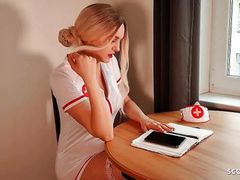 FreeKiloPorn presents: German nurse lauren help guy with sex to get a sperm sample