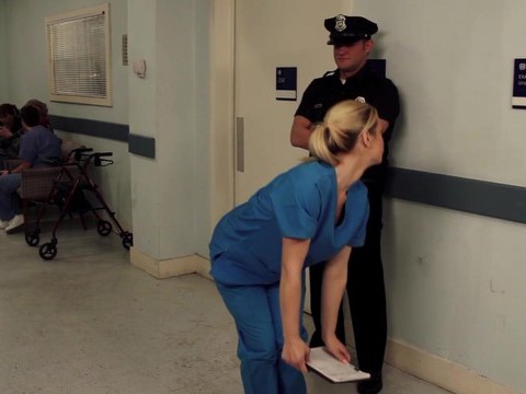 FreeKiloPorn presents: Nurse tara lynn fox drops on her knees to give a sloppy blowjob