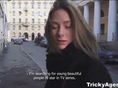 FreeKiloPorn presents: Beautiful teen strips and sucks in reality porn