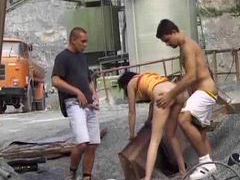 FreeKiloPorn presents: Girl on work site used by lots of guys