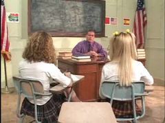 FreeKiloPorn presents: Schoolgirls on the desk having teacher sex