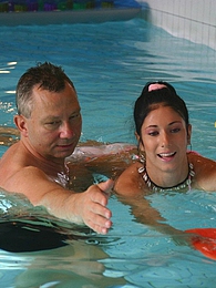FreeKiloPorn presents: Brunette teenage beauty fucked by a horny swim teaching paps