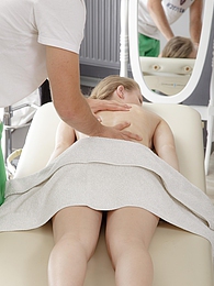 FreeKiloPorn presents: Oiled up blonde teen Raphael getting fucked on massage table