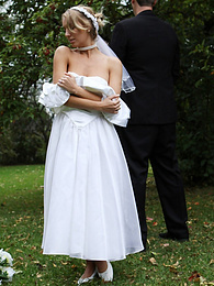 FreeKiloPorn presents: Blonde bride Hayley Marie Coppin gets naked on a lawn while taking her vows
