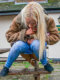 FreeKiloPorn presents: Blond hungarian cutie Kiara Lord strips and presents her amazing boobs and ass outdoors