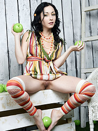 FreeKiloPorn presents: Svelte teen Night A posing naked and showing her tiny tits and feet